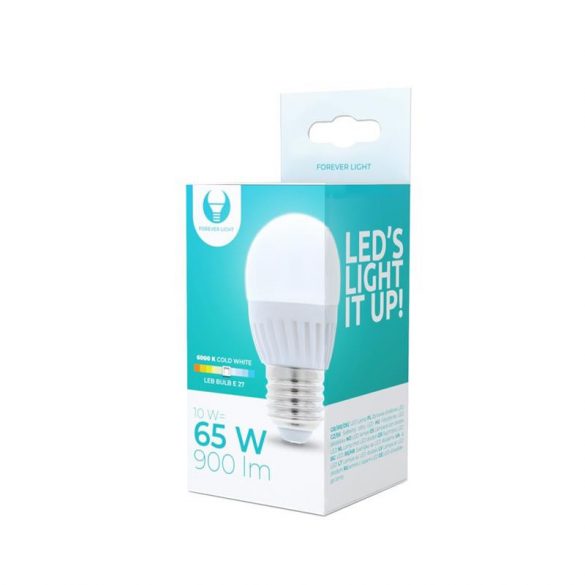 Bec LED E27 / G45, 10W, 6000K, 900lm, lumină albă rece, Forever Light