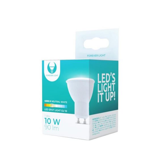 Bec LED GU10, 1W, 4500K, 90lm, lumină albă neutră, Forever Light