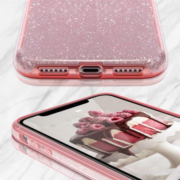 Husa silicon Huawei P40, sclipitoare, husa spate, roz, Glitter