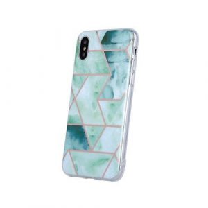 Husa spate iPhone XS Max (6,5"), carcasa TPU, model marmura, verde, Geometric Marmur