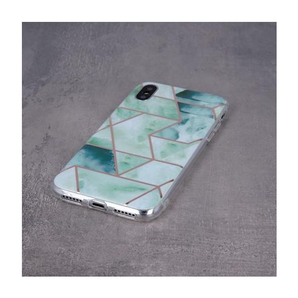 Husa spate iPhone XS Max (6,5"), carcasa TPU, model marmura, verde, Geometric Marmur