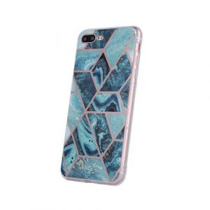 Husa spate iPhone XS Max (6,5"), carcasa TPU, model marmura, albastru, Geometric Marmur