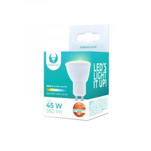 Bec LED GU10, 7W, 3000K, 560lm, lumină albă caldă, Forever Light