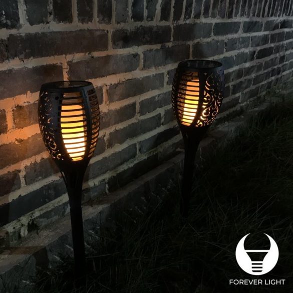 Lanternă solară LED pentru exterior, 12 LED-uri, 300mAh, IP65, neagră, flacără Forever Light Soler