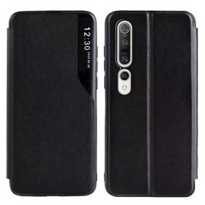 Vizualizare inteligentă TPU Xiaomi Redmi Note 10 / Note 10S, neagră, husă carte inteligentă