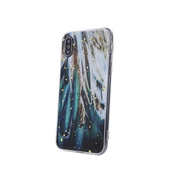 Carcasă spate Samsung Galaxy A72 4G/5G, carcasă TPU, cu model, SM-A725, SM-A726, pene aurii glam