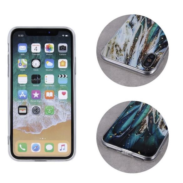 Carcasă din spate pentru iPhone 11 Pro (5,8"), carcasă TPU, cu model, pene Gold Glam