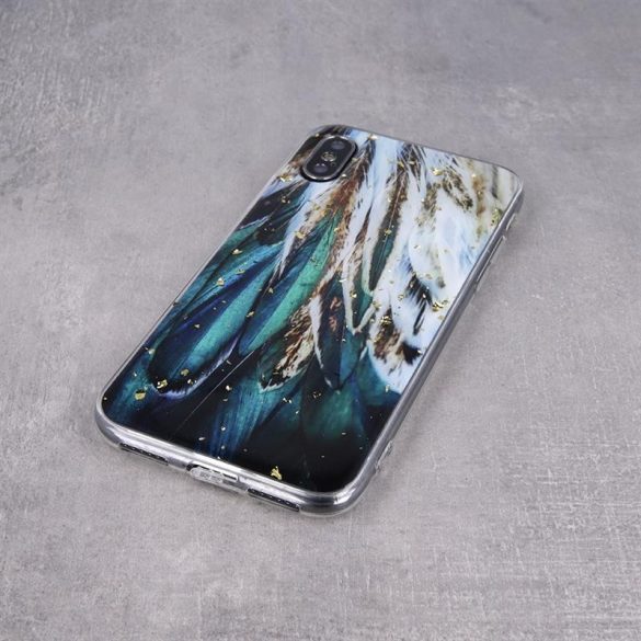 Carcasă din spate pentru iPhone 11 Pro (5,8"), carcasă TPU, cu model, pene Gold Glam