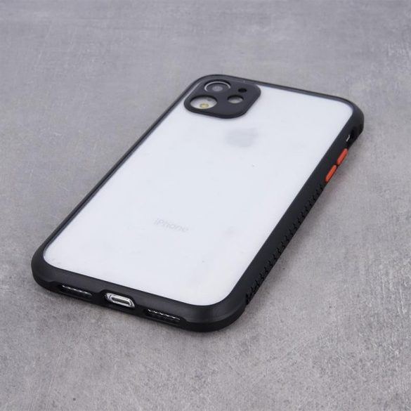 Husa spate iPhone 13 Mini (5.4") rezistenta la socuri, PC/TPU, transparenta/neagra, Defender Hybrid