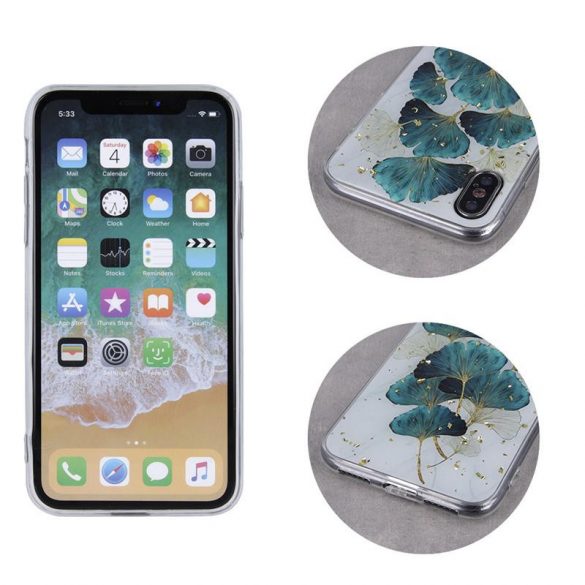 Carcasă din spate pentru iPhone 13 Pro (6,1"), carcasă TPU, cu model, frunze aurii glam