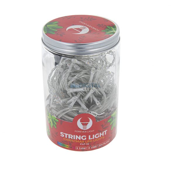 Șir de lumină cu 180 LED-uri, 3+14,4M, mai multe culori, Forever Light String Light