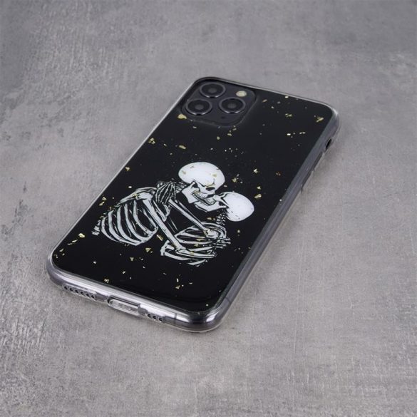 Husă din silicon pentru iPhone 12 (6,1"), carcasă din spate, carcasă TPU, neagră, Romantic Skeletons 1