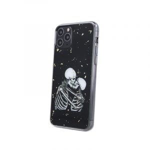 Husă din silicon pentru iPhone 13 Pro (6,1"), carcasă din spate, carcasă TPU, neagră, Romantic Skeletons 1