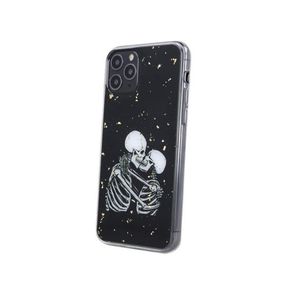 Husă din silicon pentru iPhone 13 Mini (5,4"), carcasă din spate, carcasă TPU, neagră, Romantic Skeletons 1