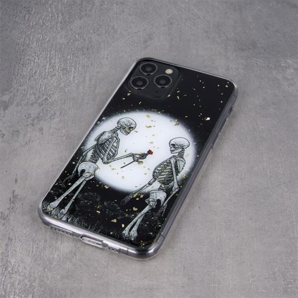 Husa din silicon pentru iPhone X / XS (5.8"), carcasa spate, carcasa TPU, neagra, Romantic Skeletons 2