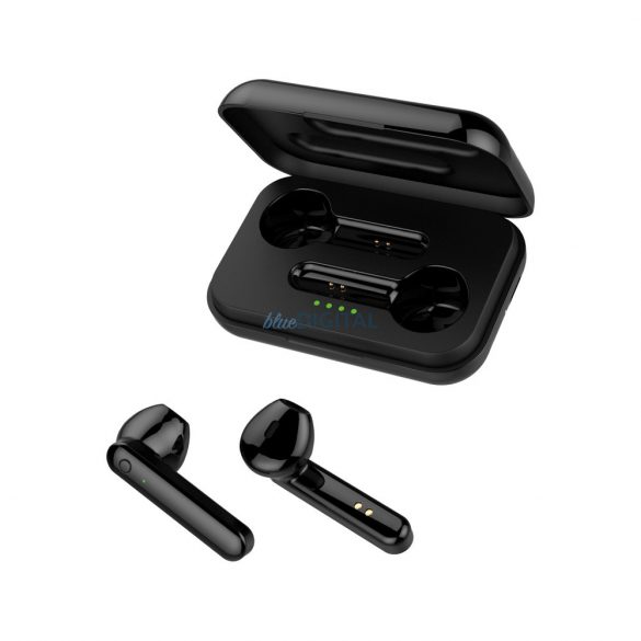 Căști bluetooth stereo cu carcasă de încărcare fără fir, TWS, negru, Forever TWE-110