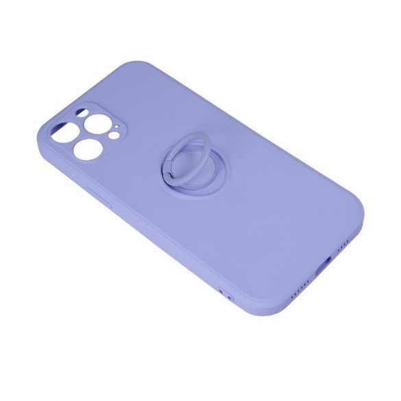 Husă cu spate inel pentru Samsung Galaxy M52, carcasă din silicon, interior din piele intoarsa, violet, SM-M526, prindere pentru degete