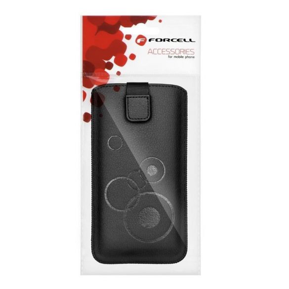 Husă plug-in din piele artificială neagră Forcell Deko cu model rotund iPhone 12 / 12 Pro (6.1") / Samsung Xcover 5 / S21 5G dimensiune