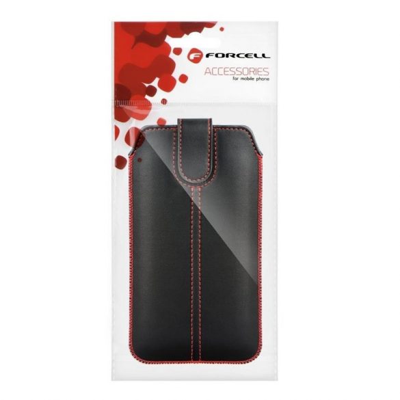 Husă ultra-subțire Forcell Pocket din piele artificială neagră pentru iPhone 6 Plus / 7 Plus / 8 Plus / XS Max / 11 Pro Max/ Samsung S10 Plus/ A10 / A50 / A32 4G