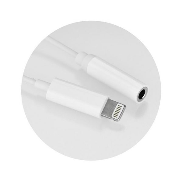 iPhone 8-pini - Adaptor audio jack 3,5 mm alb