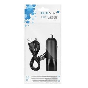 Încărcător trabuc negru BlueStar 1A + cablu micro usb negru