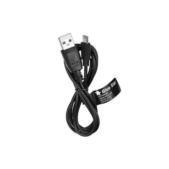 Încărcător trabuc negru BlueStar 2A + cablu micro usb negru