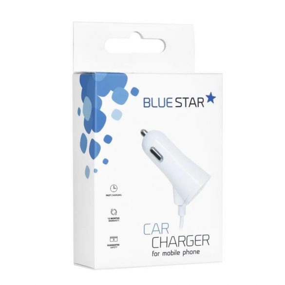 Cap încărcător cardiac cu 1x USB + cablu de date iPhone 8pin, alb, Bluestar