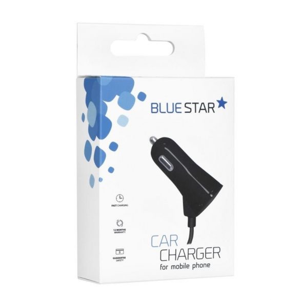 Încărcător trabuc negru BlueStar 3A + cablu micro usb negru