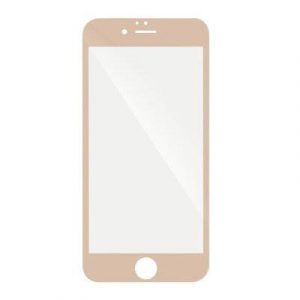 Film din sticlă frontală pentru iPhone 6 6S (4,7"), călită, îndoită, cadru auriu, lipici complet 5D