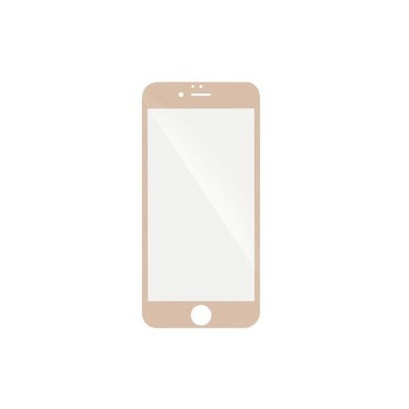 Film din sticlă frontală pentru iPhone 6 6S (4,7"), călită, îndoită, cadru auriu, lipici complet 5D