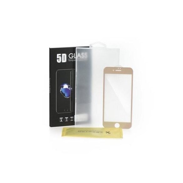 Film din sticlă frontală pentru iPhone 6 6S (4,7"), călită, îndoită, cadru auriu, lipici complet 5D