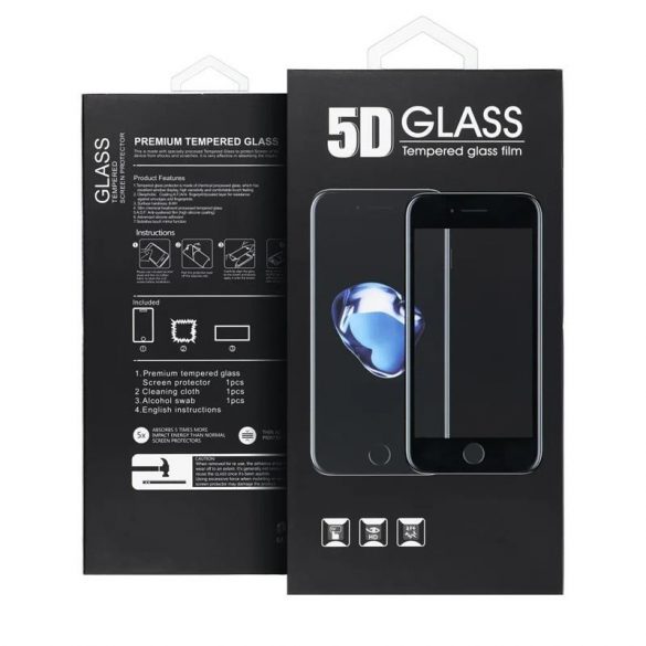 Film din sticlă frontală pentru iPhone X / XS / 11 Pro (5,8"), călită, îndoită, cadru negru, 9H, 5D Full Glue (Confidențialitate)