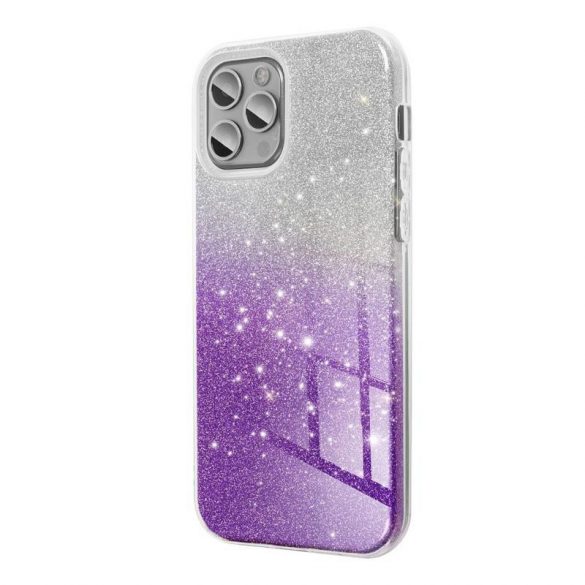 Husă din silicon pentru iPhone XS Max (6,5"), cu sclipici, husă din spate, violet-argintiu, strălucitoare