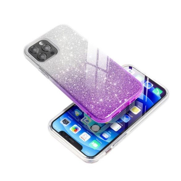 Husă din silicon pentru iPhone XS Max (6,5"), cu sclipici, husă din spate, violet-argintiu, strălucitoare