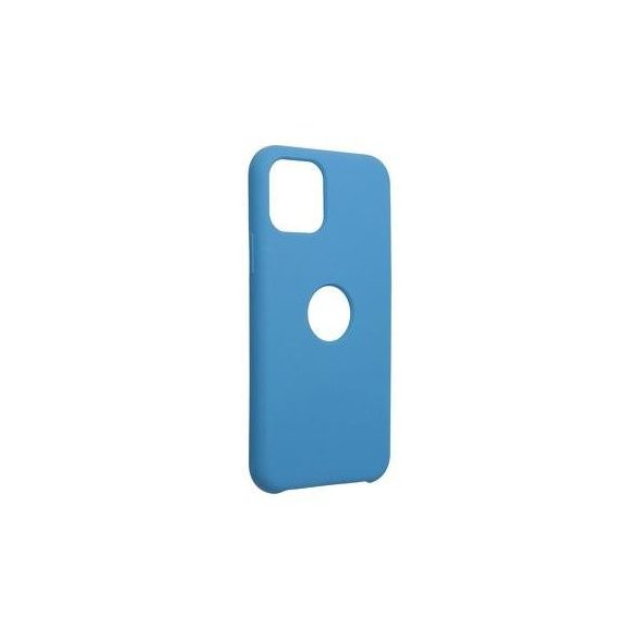 Husa din silicon pentru iPhone 11 Pro (5,8"), mata, interior din piele intoarsa, decupaj, albastra, silicon Forcell