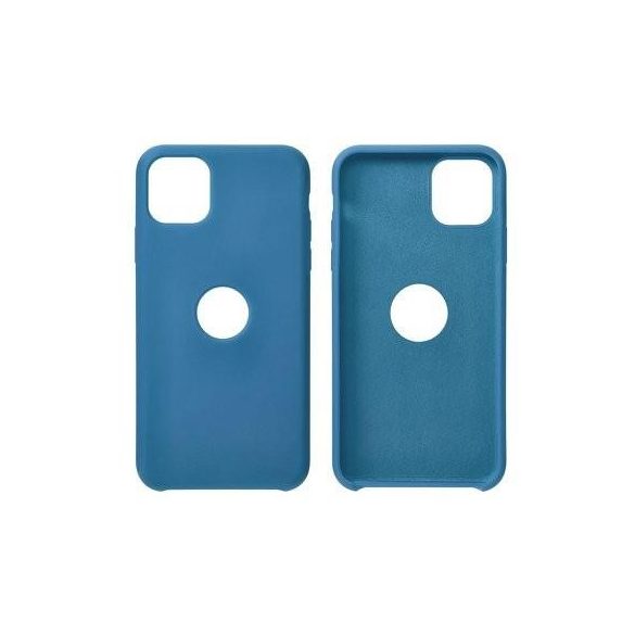 Husa din silicon pentru iPhone 11 Pro (5,8"), mata, interior din piele intoarsa, decupaj, albastra, silicon Forcell