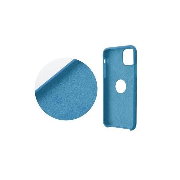 Husa din silicon pentru iPhone 11 Pro (5,8"), mata, interior din piele intoarsa, decupaj, albastra, silicon Forcell