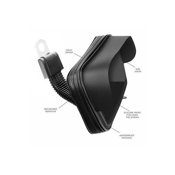 Suport universal pentru telefon pentru ghidon de motocicletă, parasolar, negru (5,5"-6,3")