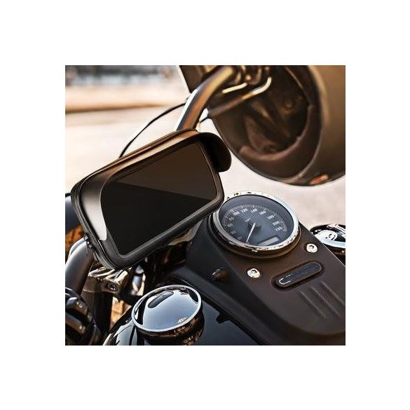 Suport universal pentru telefon pentru ghidon de motocicletă, parasolar, negru (5,5"-6,3")