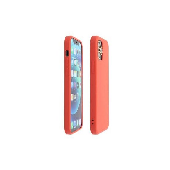 Husa din silicon pentru iPhone 12 Pro Max (6,7"), carcasa din spate, roz coral, mat, interior din piele intoarsa, Forcell Silicone Lite