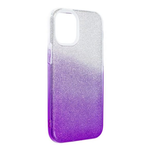 Husa din silicon pentru iPhone 12 / 12 Pro (6.1"), cu sclipici, husa din spate, violet-argintiu, stralucitoare