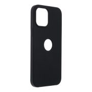   Husa din silicon pentru iPhone 12 Pro Max (6,7"), mata, interior din piele intoarsa, decupaj, neagra, silicon Forcell