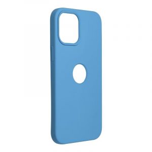 Husa din silicon pentru iPhone 12 Pro Max (6,7"), mata, interior din piele intoarsa, decupaj, albastra, silicon Forcell