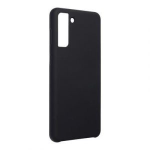 Husa din silicon pentru Samsung Galaxy S21 Plus, mata, interior din piele intoarsa, neagra, SM-G996, silicon Forcell