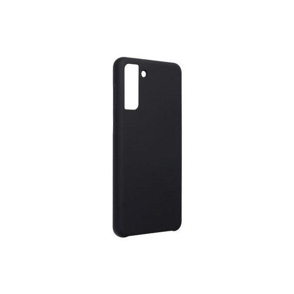 Husa din silicon pentru Samsung Galaxy S21 Plus, mata, interior din piele intoarsa, neagra, SM-G996, silicon Forcell