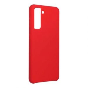 Husa din silicon pentru Samsung Galaxy S21 Plus, mata, interior din piele intoarsa, decupaj, rosie, SM-G996, silicon Forcell