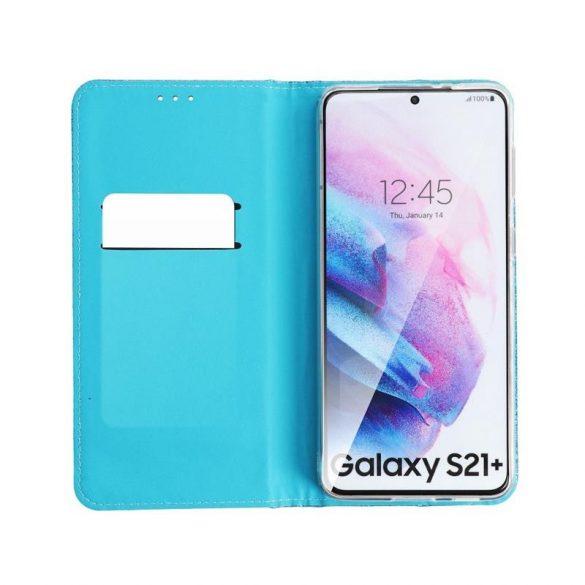 Husa carte magnetica Samsung G998 Galaxy S21 Ultra albastru cu sclipici