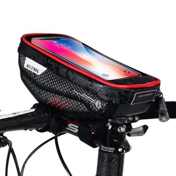 Suport telefon pentru biciclete Wildman E1 / geanta impermeabila neagra 1L