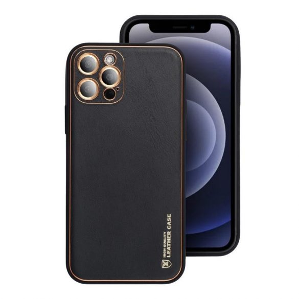 Husă din piele artificială neagră pentru iPhone 11 Pro (5,8") Forcell Leather