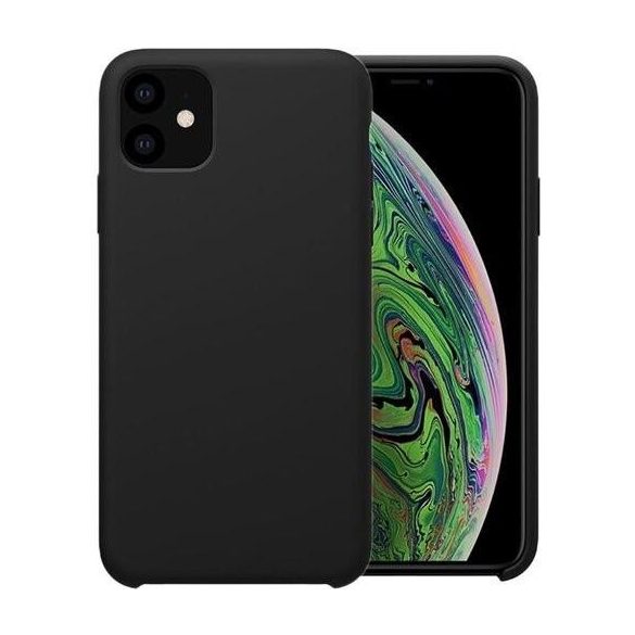 Husa din silicon pentru iPhone 13 Pro Max (6,7"), mata, interior din piele intoarsa, neagra, silicon Forcell